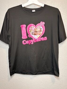 I Love Capybaras Graphic Tee Black Pink Over SizedCute Animal Shirt Women’s